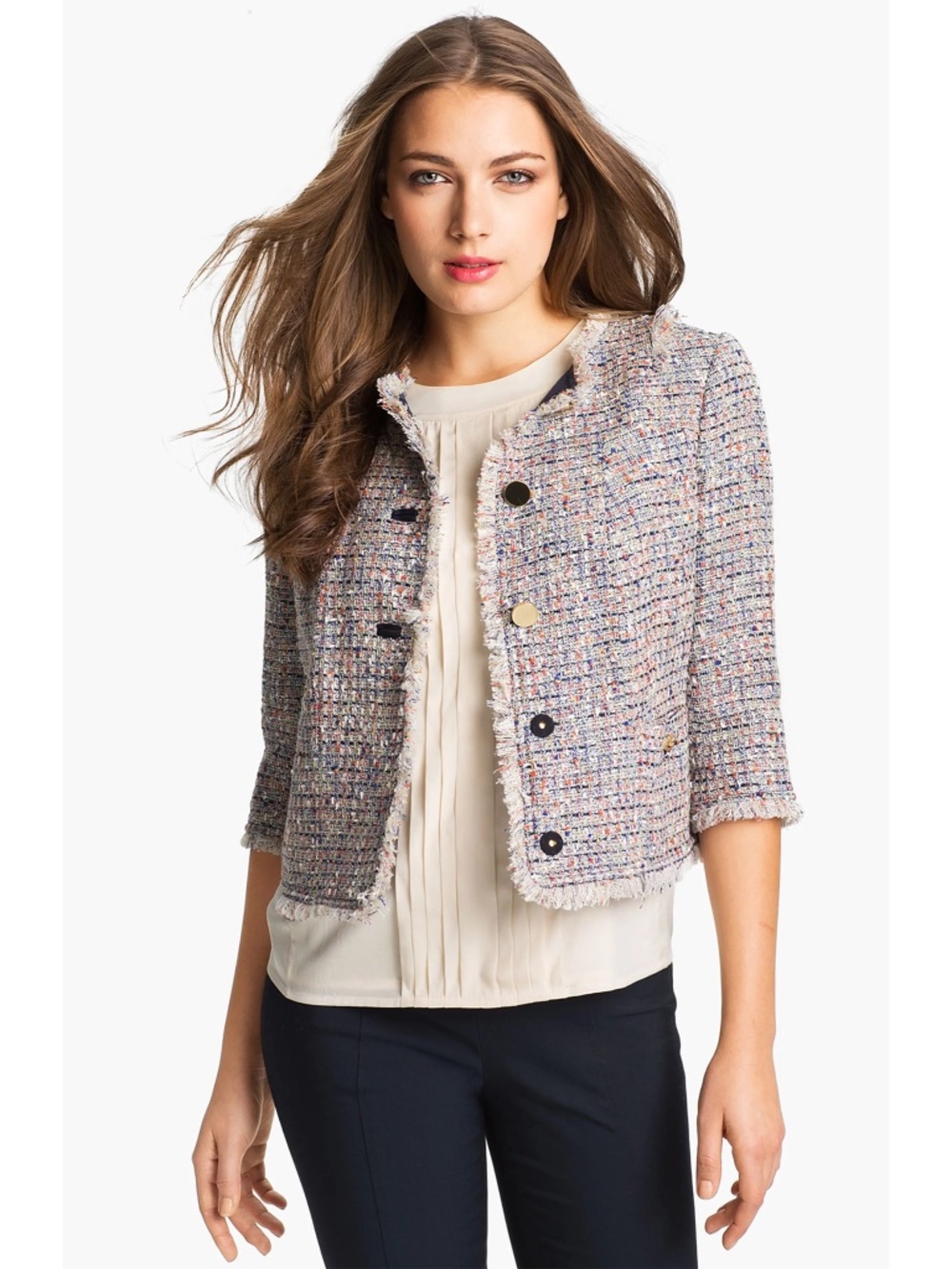 Tory Burch Emma Crop Knotted Tweed Jacket Sz 10